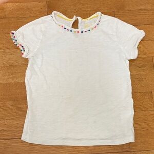 Boden White Tee with Rainbow Trim